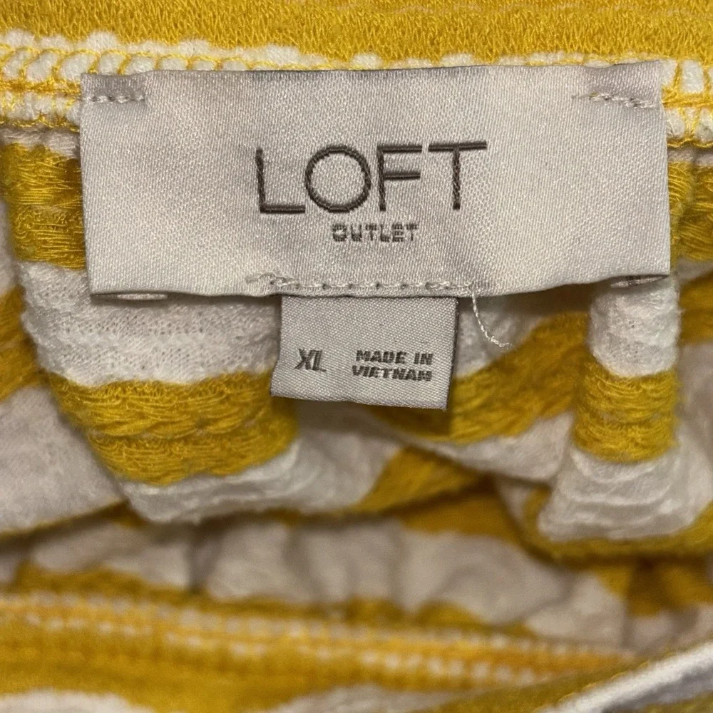 Loft Outlet Size XL Women's Yellow Cream Striped Ruffle Shoulder Tank Blouse